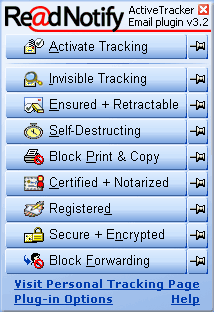 Screen shot of the General Purpose ReadNotify Plugin popup menu